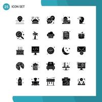 Pictogram Set of 25 Simple Solid Glyphs of mind writer service teacher female Editable Vector Design Elements