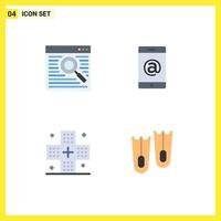 Pack of 4 creative Flat Icons of browser form window cell medicine Editable Vector Design Elements