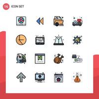 paquete de 16 signos y símbolos modernos de líneas rellenas de color plano para medios de impresión web, como presentación de gráficos y aprendizaje de proyectores, elementos de diseño de vectores creativos editables