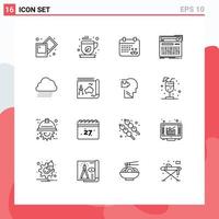 Set of 16 Commercial Outlines pack for cloud sound dad studio controller Editable Vector Design Elements