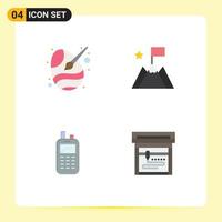 Pictogram Set of 4 Simple Flat Icons of paint brush phone egg mission receiver Editable Vector Design Elements