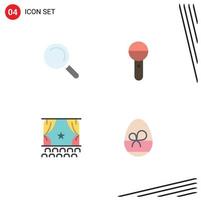 Modern Set of 4 Flat Icons Pictograph of find debut media press performance Editable Vector Design Elements