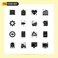 Stock Vector Icon Pack of 16 Line Signs and Symbols for gear office storehouse business pulse Editable Vector Design Elements