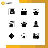 Set of 9 Commercial Solid Glyphs pack for home creative worker vision modern Editable Vector Design Elements