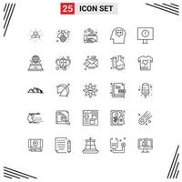 Modern Set of 25 Lines Pictograph of world error cheaque computer idea Editable Vector Design Elements