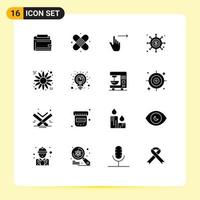 Universal Icon Symbols Group of 16 Modern Solid Glyphs of hole black medical swipe right Editable Vector Design Elements