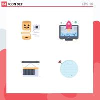 Group of 4 Modern Flat Icons Set for conversational interfaces cargo big think startup city life Editable Vector Design Elements