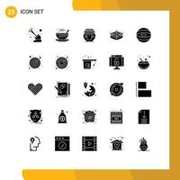 Mobile Interface Solid Glyph Set of 25 Pictograms of jupiter ring qehwa boxing patricks Editable Vector Design Elements