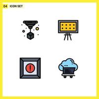 Group of 4 Filledline Flat Colors Signs and Symbols for print warning alphabet presentation cloud Editable Vector Design Elements