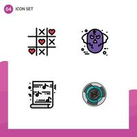 Pictogram Set of 4 Simple Filledline Flat Colors of game christmas valentine man music Editable Vector Design Elements