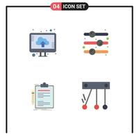 paquete de 4 iconos planos creativos de carga de verificación en la nube en elementos de diseño vectorial editables hechos vector