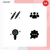 conjunto de 4 iconos de interfaz de usuario modernos símbolos signos para elementos de diseño vectorial editables de células de grupo de restaurante de bioquímica de dulces vector