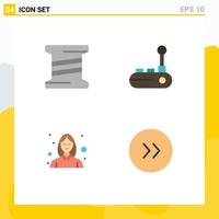 Pictogram Set of 4 Simple Flat Icons of bobbin woman controller joy pad arrows Editable Vector Design Elements