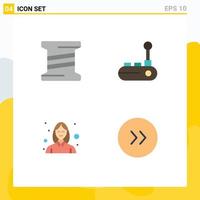 Pictogram Set of 4 Simple Flat Icons of bobbin woman controller joy pad arrows Editable Vector Design Elements