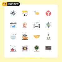 Modern Set of 16 Flat Colors and symbols such as business report pie chart roller brush graph spring Editable Pack of Creative Vector Design Elements