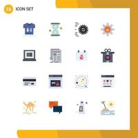 Set of 16 Modern UI Icons Symbols Signs for education support investment lock gear Editable Pack of Creative Vector Design Elements