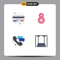 Universal Icon Symbols Group of 4 Modern Flat Icons of card phone debit th call Editable Vector Design Elements