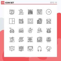 Universal Icon Symbols Group of 25 Modern Lines of forward website power web internet Editable Vector Design Elements