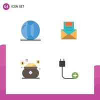 Mobile Interface Flat Icon Set of 4 Pictograms of ball envelope sea communication mail Editable Vector Design Elements