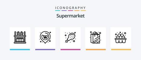 Supermarket Line 5 Icon Pack Including stew. food. food. bowl. milk. Creative Icons Design vector