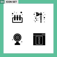 Pictogram Set of 4 Simple Solid Glyphs of blood media target axe holiday target board Editable Vector Design Elements