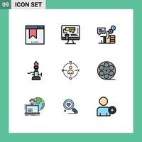 Set of 9 Modern UI Icons Symbols Signs for science lab tool fire facebook Editable Vector Design Elements