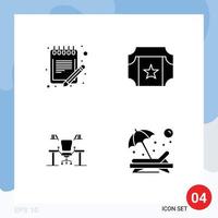 paquete de iconos de vector de stock de 4 signos y símbolos de línea para elementos de diseño de vector editables de computadora de película de horario comercial de lista