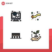 Modern Set of 4 Filledline Flat Colors Pictograph of ecommerce arch online intersect columns Editable Vector Design Elements