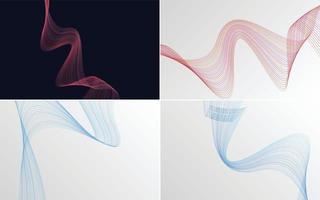 Set of 4 abstract waving line backgrounds for your presentations vector