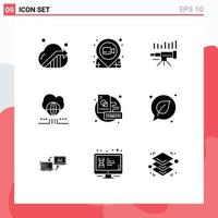 9 User Interface Solid Glyph Pack of modern Signs and Symbols of marketing vision pushpin trend forecasting Editable Vector Design Elements