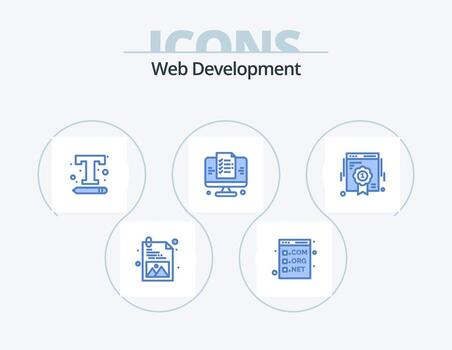 Web Development Blue Icon Pack 5 Icon Design. badge. web. font. page. web vector