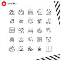 Set of 25 Vector Lines on Grid for clean glove horror food user Editable Vector Design Elements