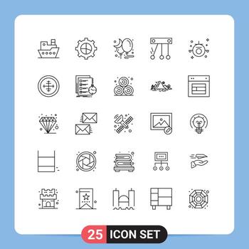 Editable Vector Line Pack of 25 Simple Lines of travel holiday moon each science Editable Vector Design Elements