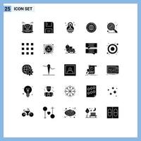 Modern Set of 25 Solid Glyphs and symbols such as resources global floppy data children Editable Vector Design Elements