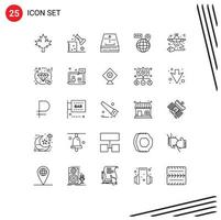 Stock Vector Icon Pack of 25 Line Signs and Symbols for airplane navigation archive map up Editable Vector Design Elements