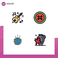 Universal Icon Symbols Group of 4 Modern Filledline Flat Colors of marriage communication wedding grenadine global Editable Vector Design Elements