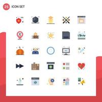 Mobile Interface Flat Color Set of 25 Pictograms of interface file stack document play Editable Vector Design Elements