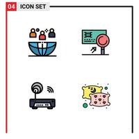 4 User Interface Filledline Flat Color Pack of modern Signs and Symbols of freelance fraud meeting banking electronic Editable Vector Design Elements
