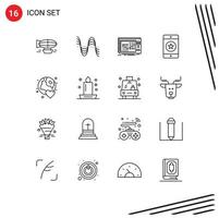 16 Thematic Vector Outlines and Editable Symbols of devices studio pitch music dj Editable Vector Design Elements