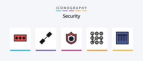 la línea de seguridad llenó el paquete de 5 iconos, incluida la contraseña. contraseña. elegante. llave maestra. acceso. diseño de iconos creativos vector