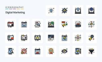 25 Digital Marketing Line Filled Style icon pack vector