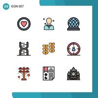 Pictogram Set of 9 Simple Filledline Flat Colors of genetic code preacher chain dome Editable Vector Design Elements