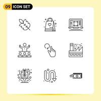 9 Universal Outline Signs Symbols of mentorship growth bag encourage enhance Editable Vector Design Elements