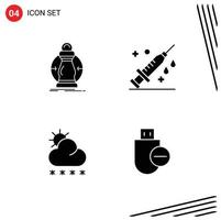 Universal Icon Symbols Group of 4 Modern Solid Glyphs of consumption forecast lower medical sun Editable Vector Design Elements