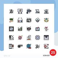 Filled line Flat Color Pack of 25 Universal Symbols of price diamond camera technology robotic Editable Vector Design Elements