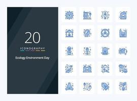 20 Ecology Blue Color icon for presentation vector