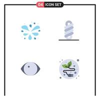 Set of 4 Modern UI Icons Symbols Signs for wavy pool vision double eye electric plug Editable Vector Design Elements
