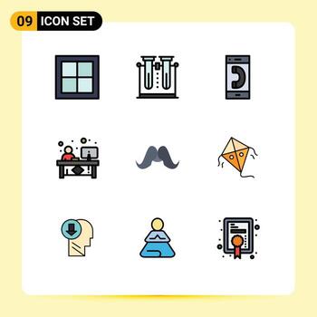 Set of 9 Modern UI Icons Symbols Signs for desk clerk testing outgoing contact Editable Vector Design Elements