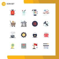 Set of 16 Modern UI Icons Symbols Signs for commerce wet road juice rain bad weather condition Editable Pack of Creative Vector Design Elements