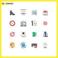 Modern Set of 16 Flat Colors and symbols such as area basic education ban park Editable Pack of Creative Vector Design Elements